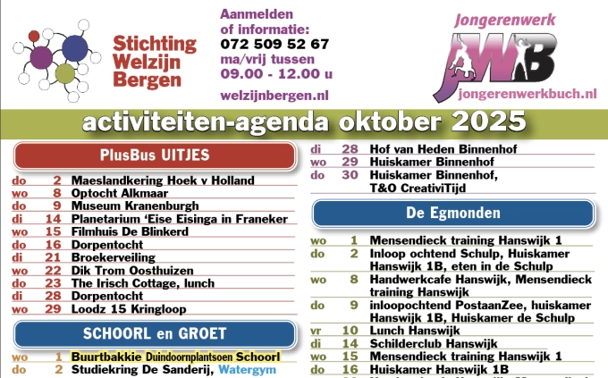 Activiteitenkalender oktober 2025