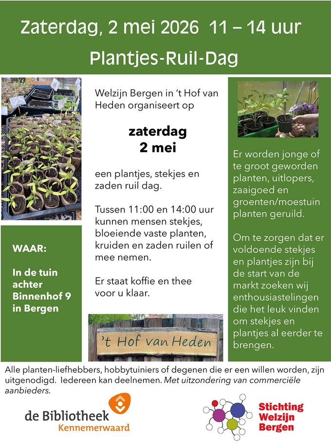 Plantjes en Stekjesruildag op 2 mei in Bergen