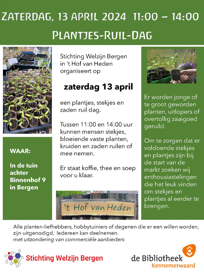 Plantjes en Stekjesruildag op 13 april in Bergen