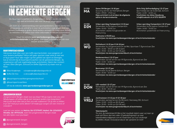 flyer met activiteiten voorjaarsvakantie